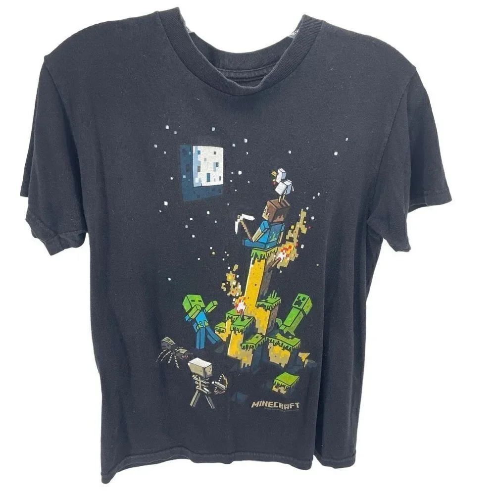 Minecraft Mojang Jinx Boys Graphic Print Short Sleeve 100% Cotton Black Small